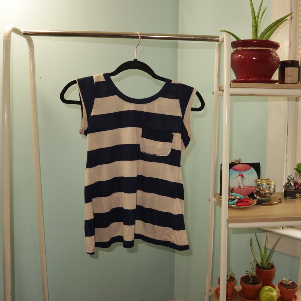 Striped Top with Open Back Detail